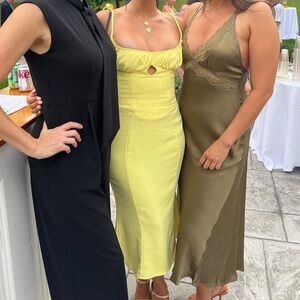 House of CB Soren Butter Yellow Buttercup Cutout Midi Dress